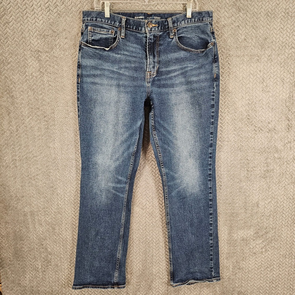 Old Navy Mens 36x32 Straight Built-In Flex Jeans Medium Wash Blue Denim Pants